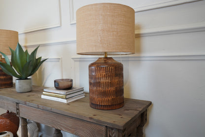 Carved Ridged Table Lamp & Shade