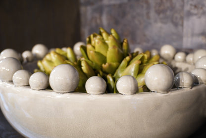 Decorative Cream Bobble Edged Bowl