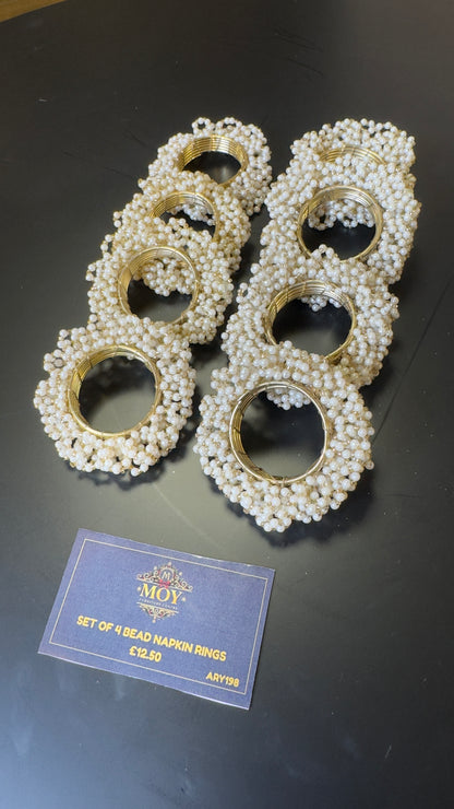 Set of 4 Pearl Beaded Napkin Ring