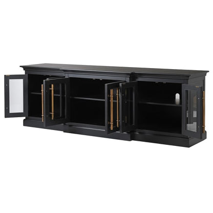 Noir Glass Fronted 6 Door Entertainment Unit