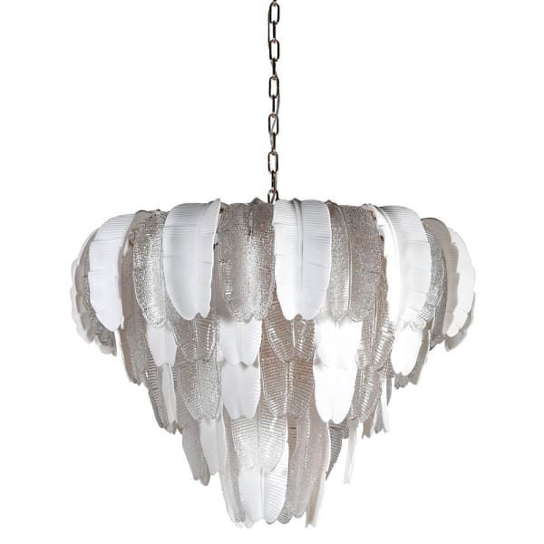 White and Clear Leaf 5 Tier Chandelier