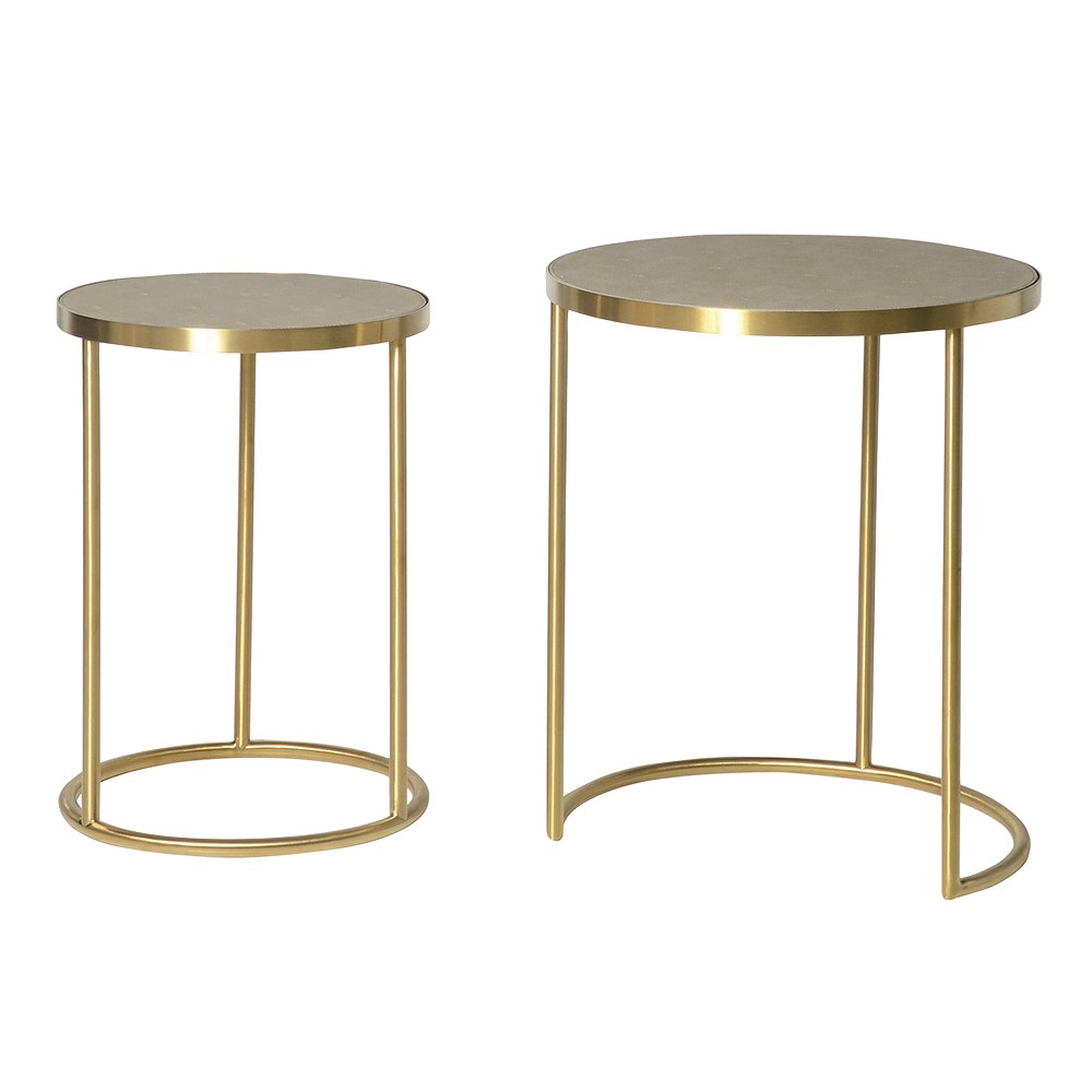 Maxim Nest of 2 Sage Faux Shagreen Side Tables