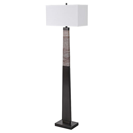 Pillar Marble Floor Lamp with Shade