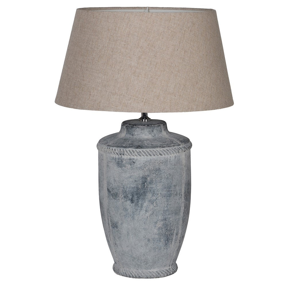 Antique Finish Table Lamp with Linen Shade