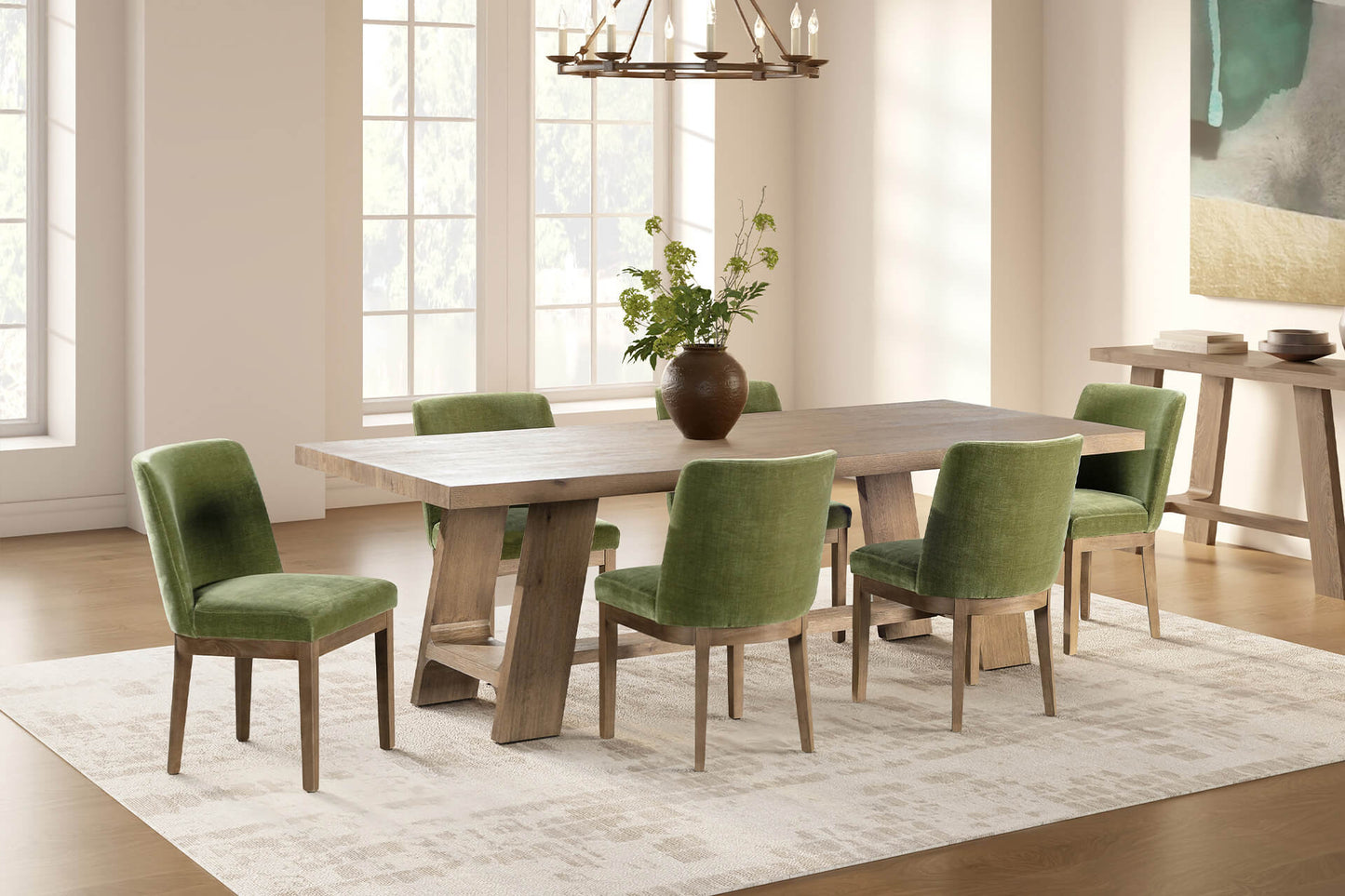 Nouvelle Green Fabric Dining Chair