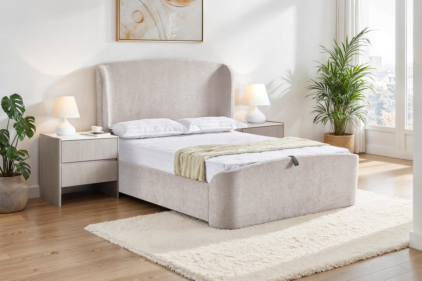 Palma Cream Kingsize Ottoman Bedframe