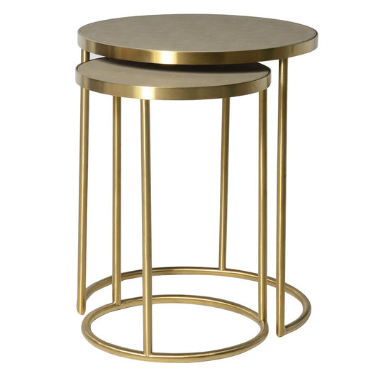 Maxim Nest of 2 Sage Faux Shagreen Side Tables