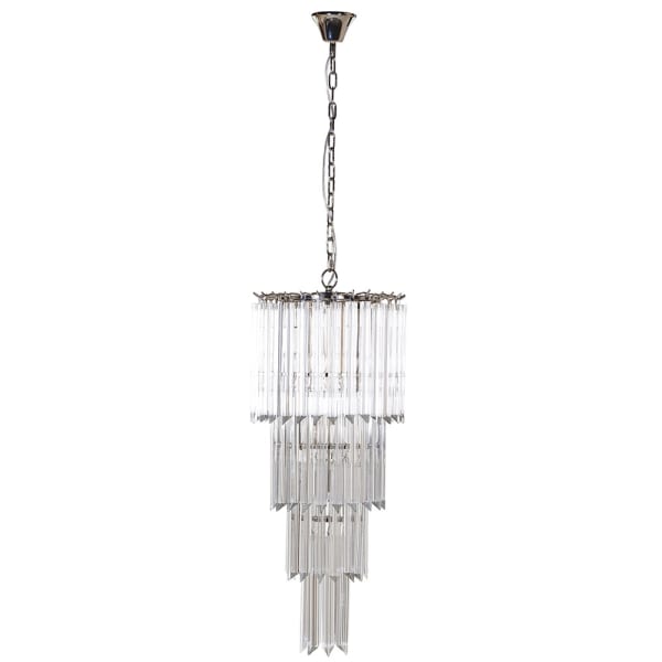 Silver Mid-century Style Tiered Crystal Chandelier