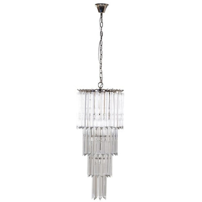 Silver Mid-century Style Tiered Crystal Chandelier
