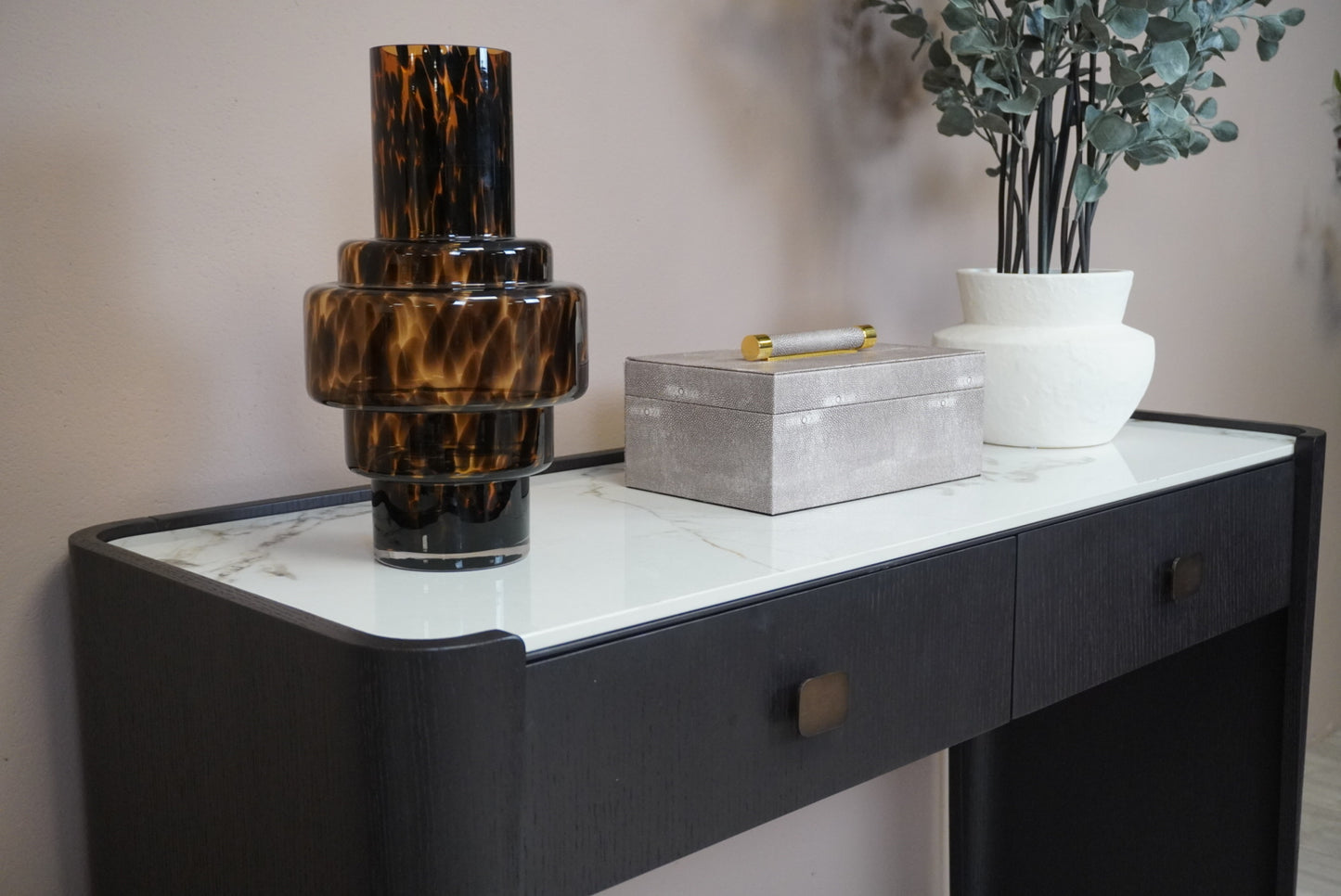 Set of 2 Faux Shagreen Trinket Boxes