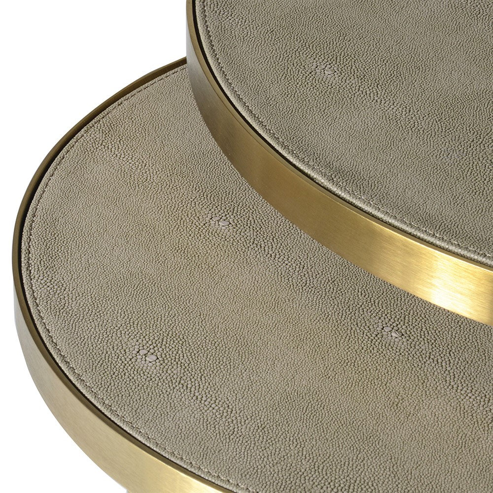Maxim Nest of 2 Sage Faux Shagreen Side Tables