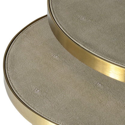 Maxim Nest of 2 Sage Faux Shagreen Side Tables