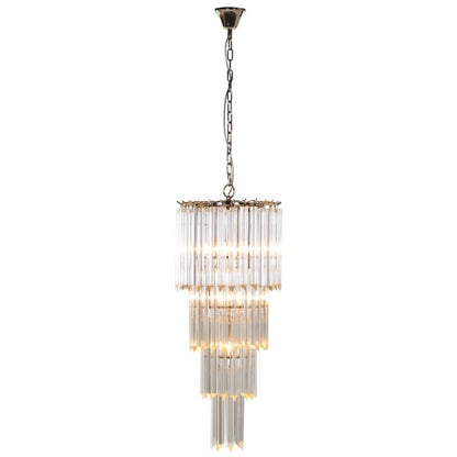 Silver Mid-century Style Tiered Crystal Chandelier