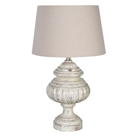 White Wash Table Lamp with Linen Shade