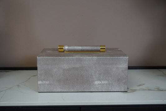 Set of 2 Faux Shagreen Trinket Boxes