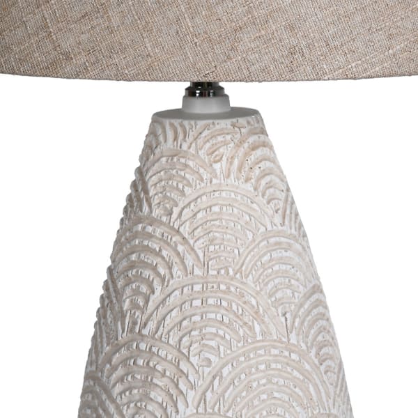 Cream Scalloped Table Lamp with Linen Shade