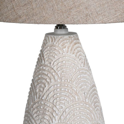 Cream Scalloped Table Lamp with Linen Shade