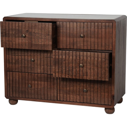 Falun Wooden 6 Drawer Chest with Marble Top