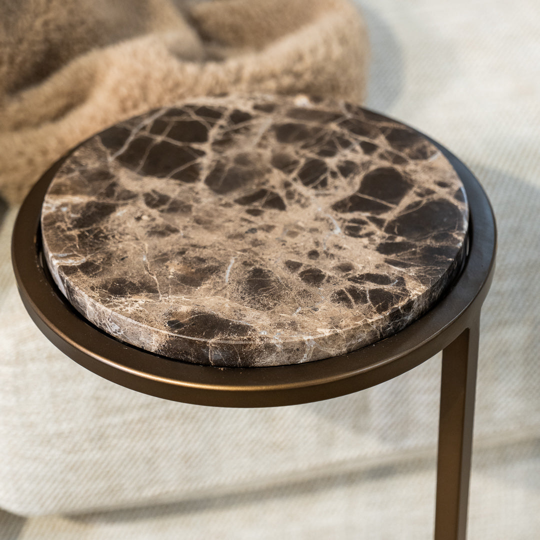 Iota Accent Table Brown Emperador Marble