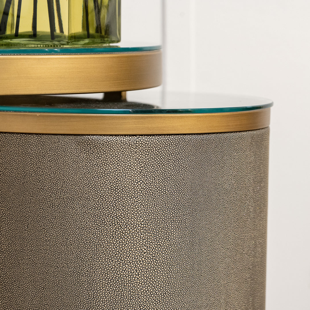 End table Materia brass shagreen incl. glass (Set of 2)