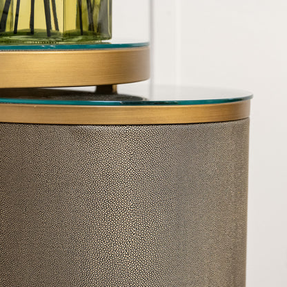 End table Materia brass shagreen incl. glass (Set of 2)