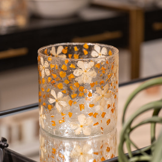 Mariposa Petals in Glass Hurricane