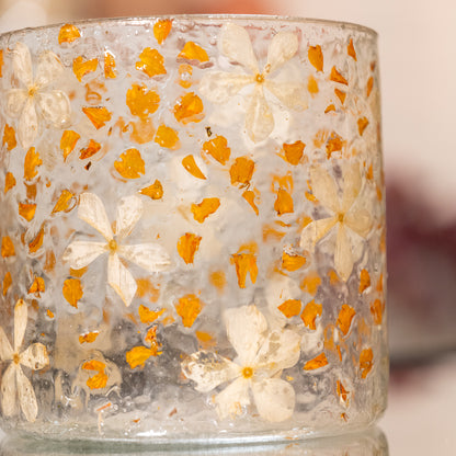 Mariposa Petals in Glass Hurricane