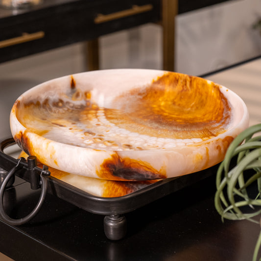 Marble Effect Shallow Bowl