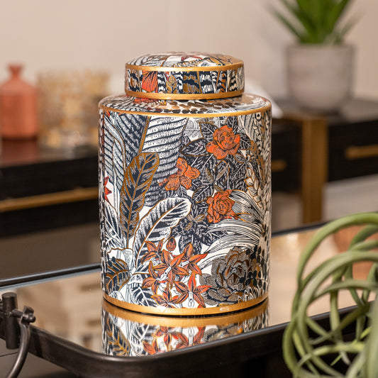 Leaf Print Lidded Jar