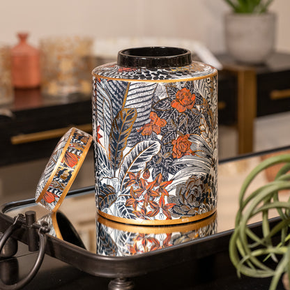 Leaf Print Lidded Jar