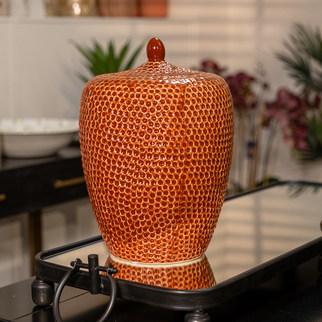 Orange Red Mosaic Jar