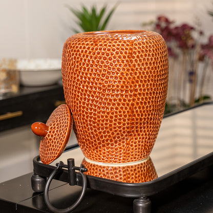Orange Red Mosaic Jar