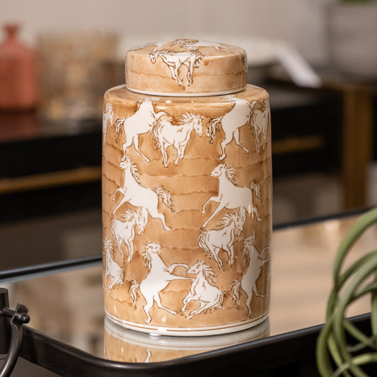Medium Wild Horses Lidded Jar