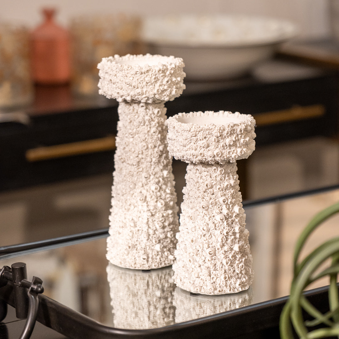 Large White Barnacle Candle Holder