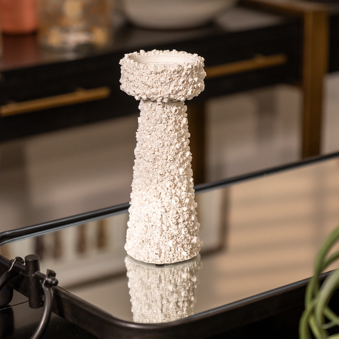 Large White Barnacle Candle Holder