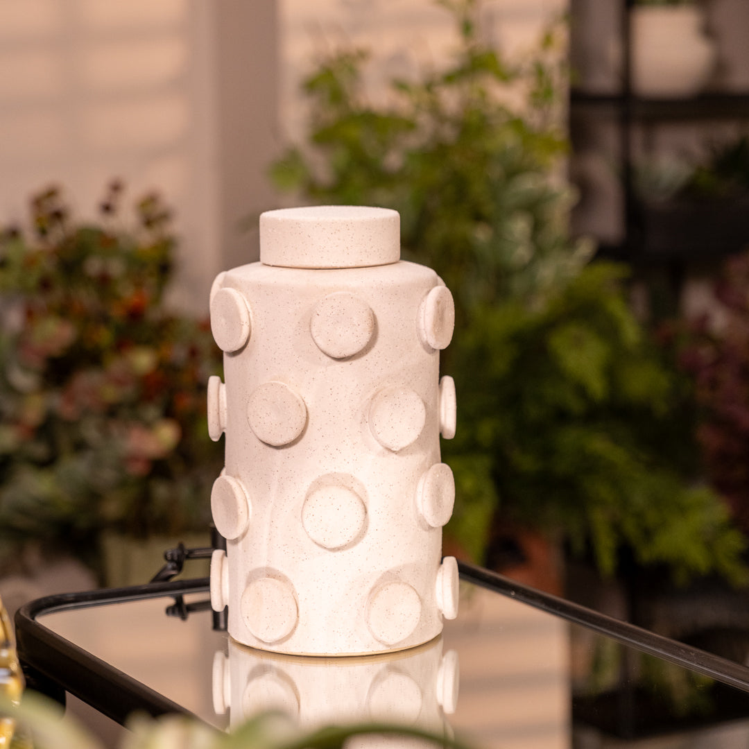 Small Ceramic Circles Lidded Jar