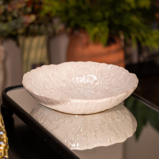 White Oak Leaf Ceramic Serving Bowl