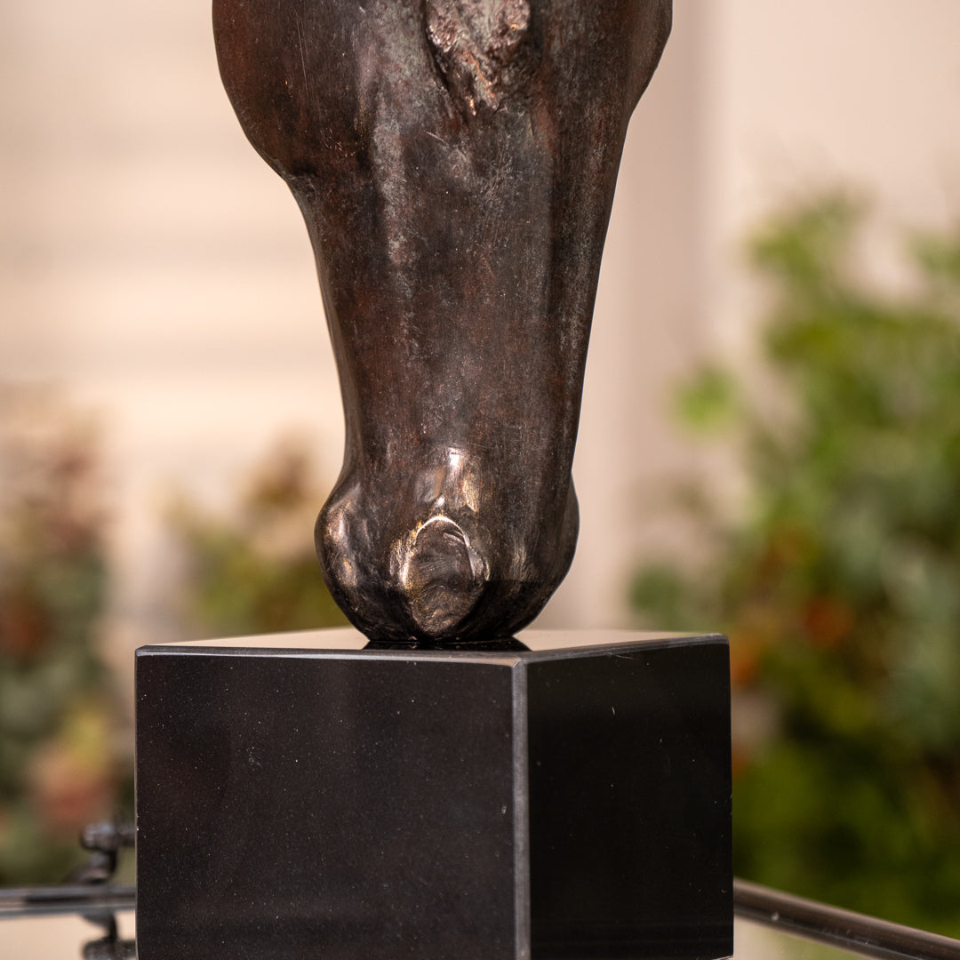 Black Faux Marble Horse Head On Plinth