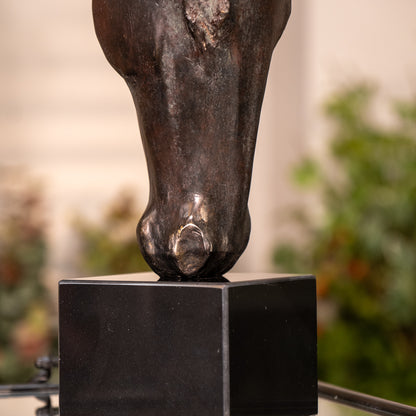 Black Faux Marble Horse Head On Plinth