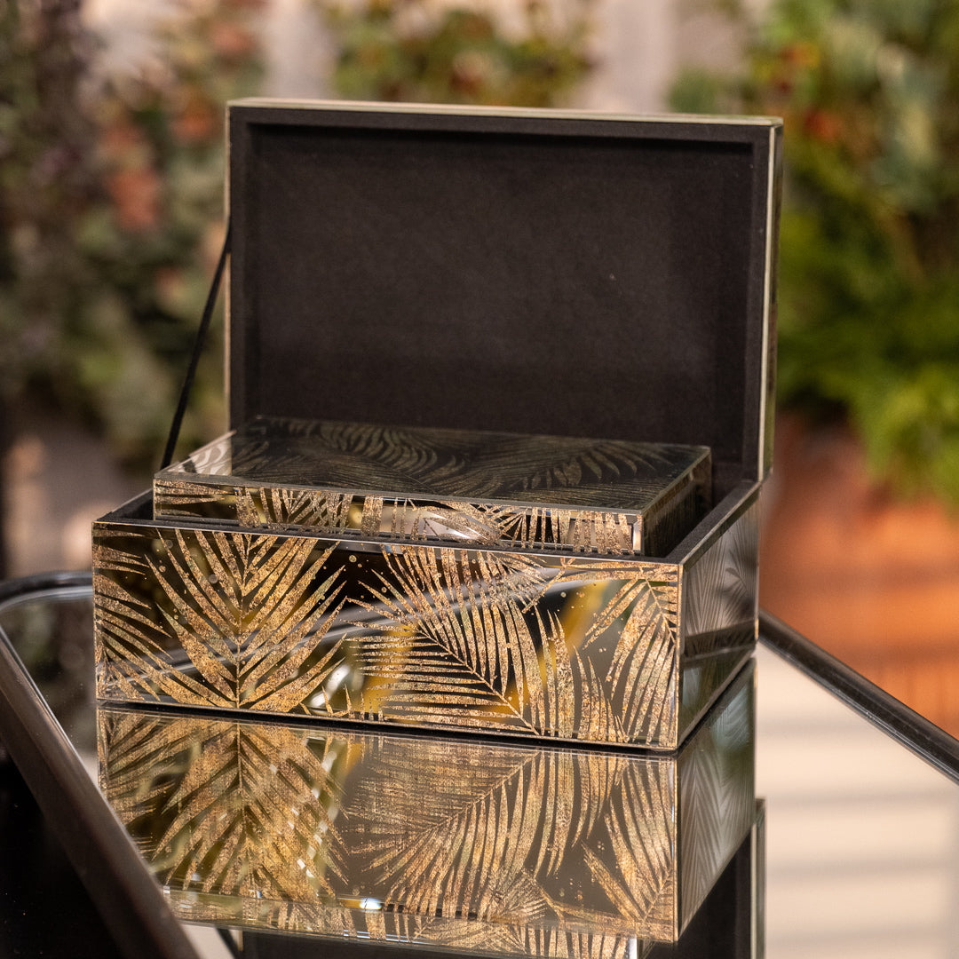 Set of 2 Mirrored Palm Jewellery Boxes
