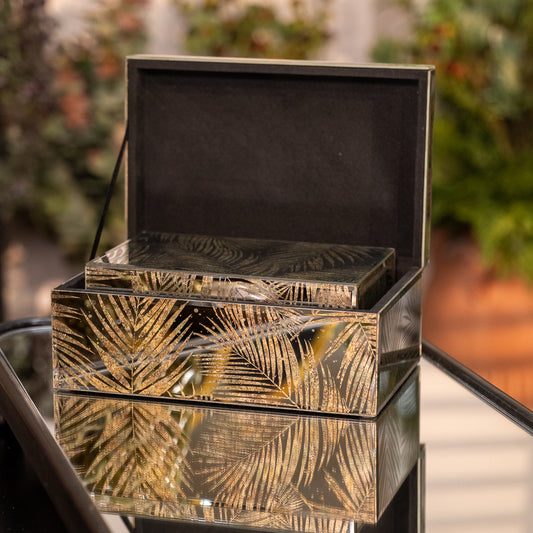 Set of 2 Mirrored Palm Jewellery Boxes