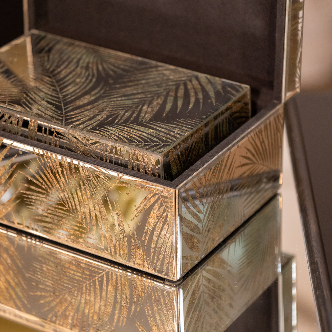 Set of 2 Mirrored Palm Jewellery Boxes