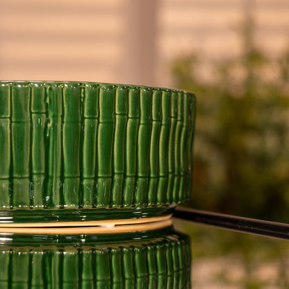 Green Bamboo Effect Ceramic Bowl