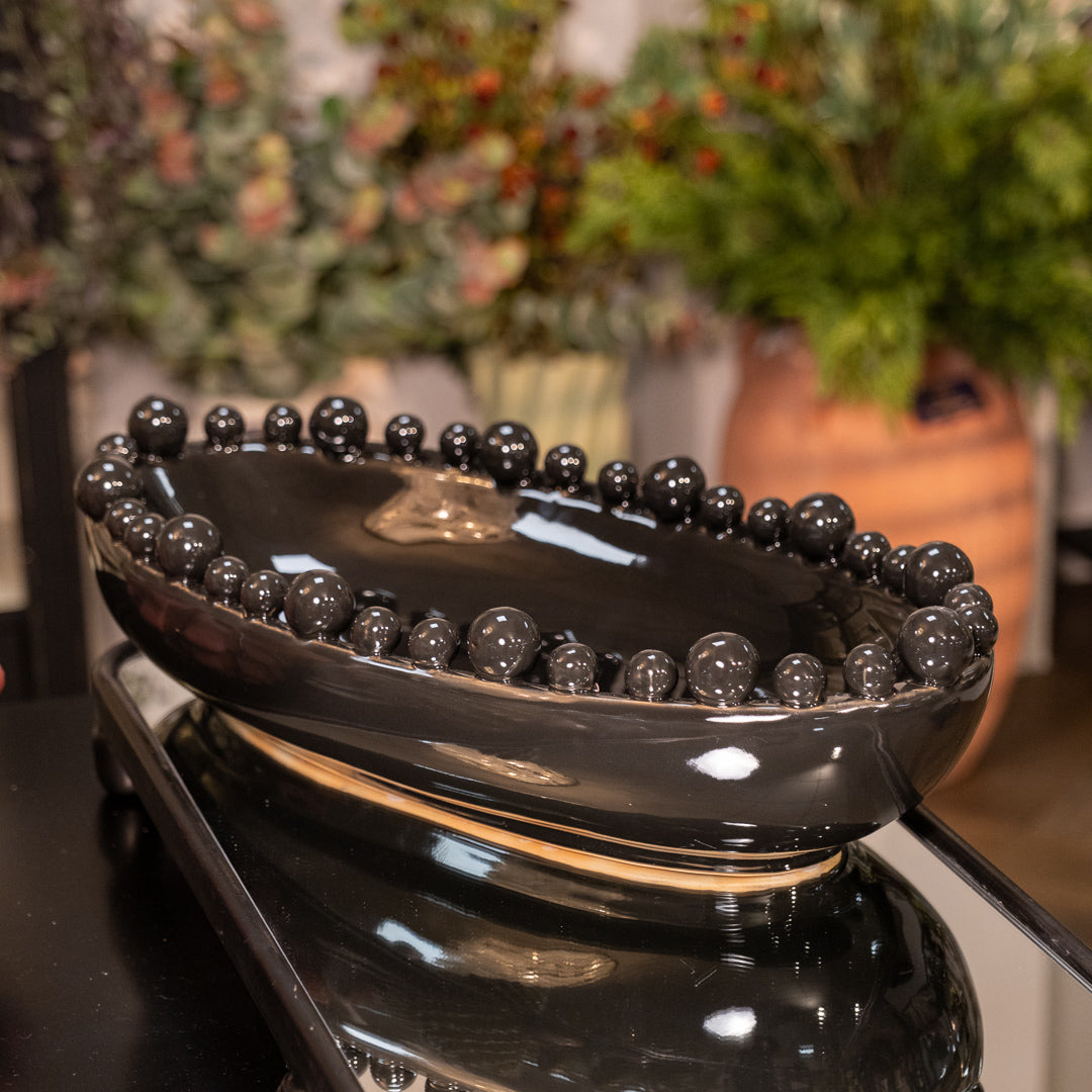 Black Oval Bobble Edged Bowl