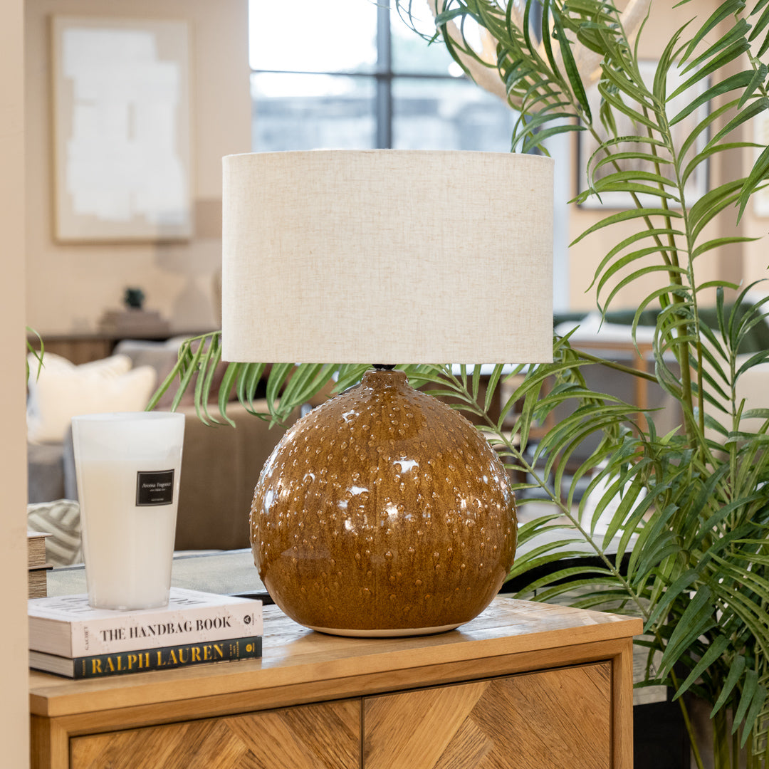 Hazel Dot Ball Table Lamp with Linen Shade
