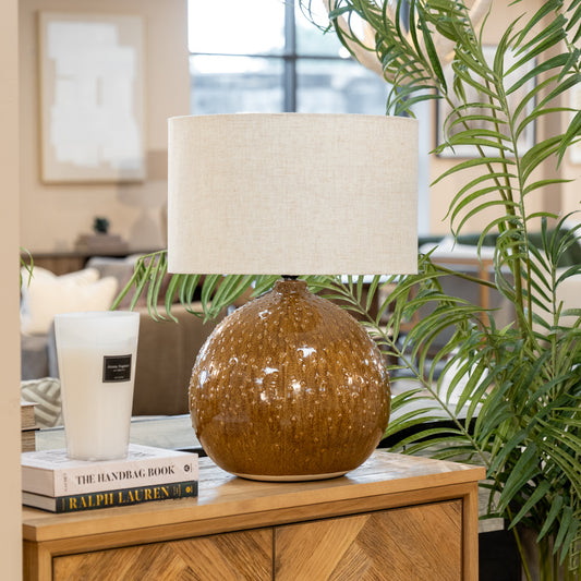 Hazel Dot Ball Table Lamp with Linen Shade