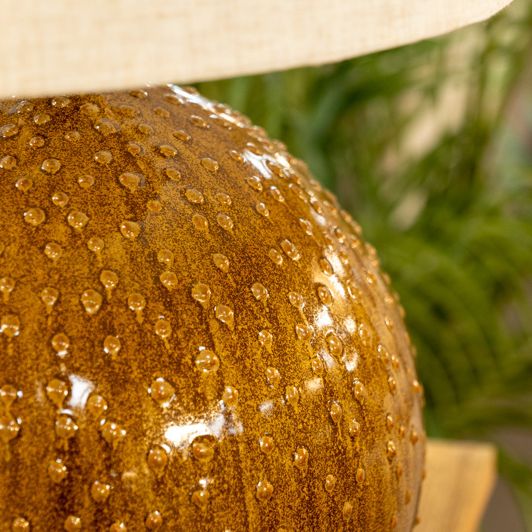 Hazel Dot Ball Table Lamp with Linen Shade