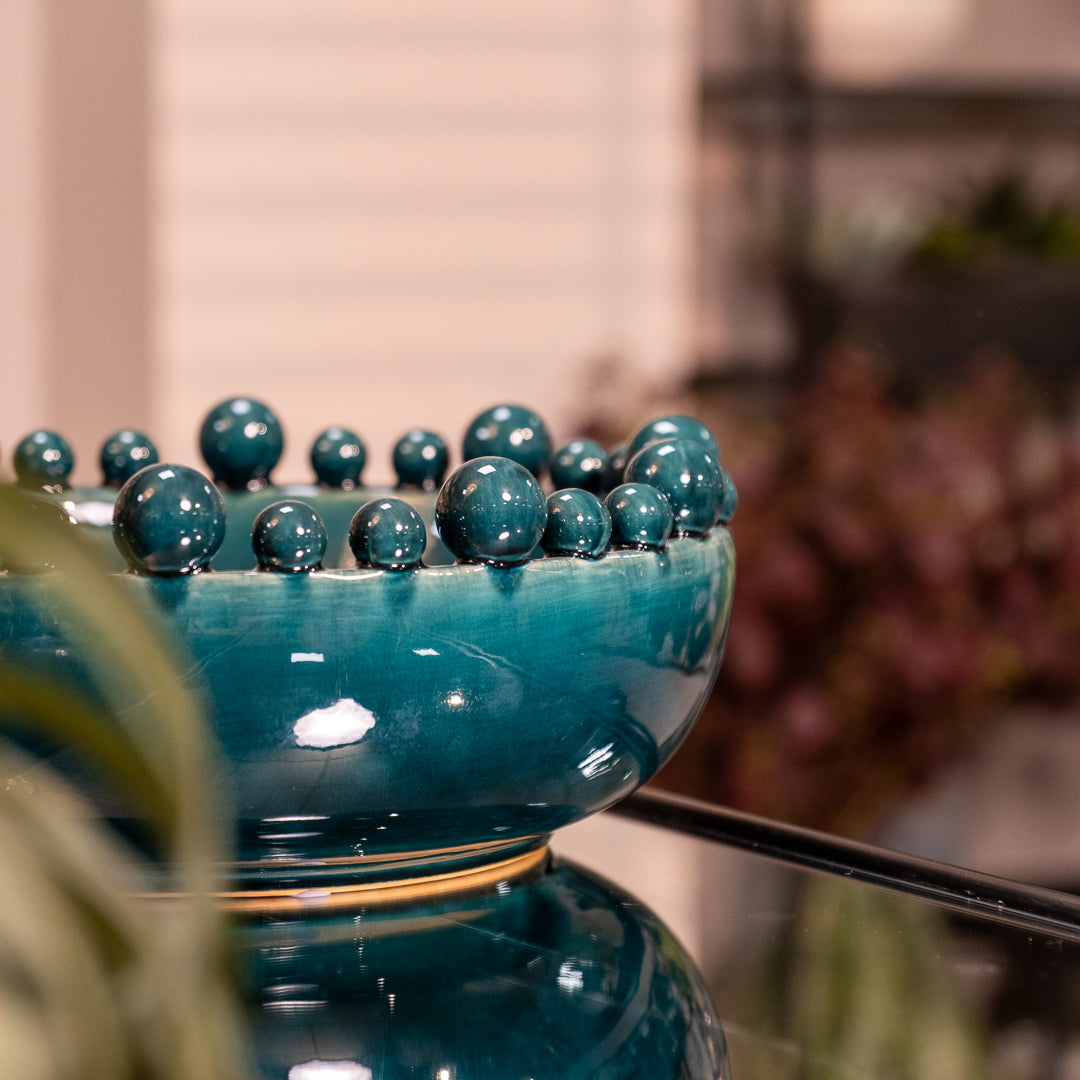 Teal Bobble Edged Bowl