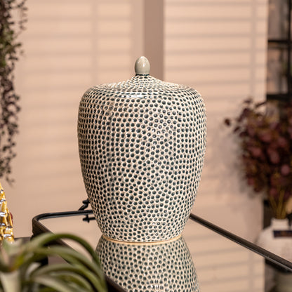 Khaki Dimple Lidded Jar