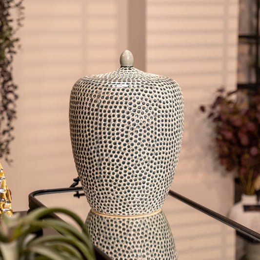 Khaki Dimple Lidded Jar
